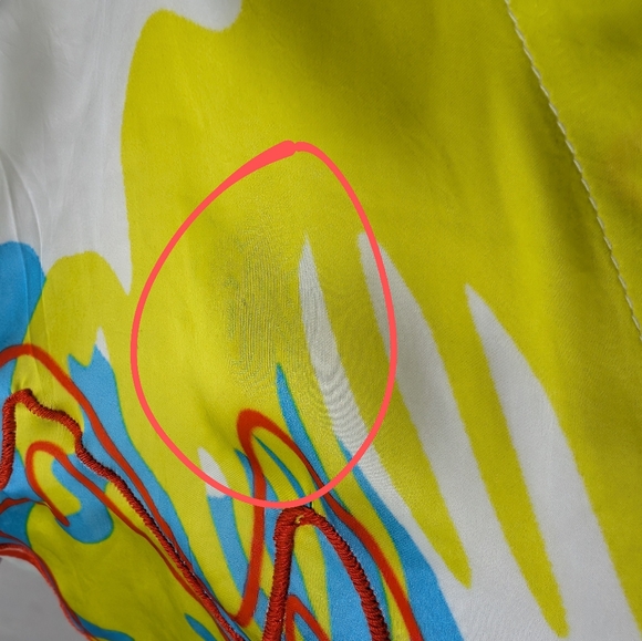 All Things Mochi Kylie Top Blouse Bubble sleeve Satin Colorful Wrap M - Picture 8 of 10